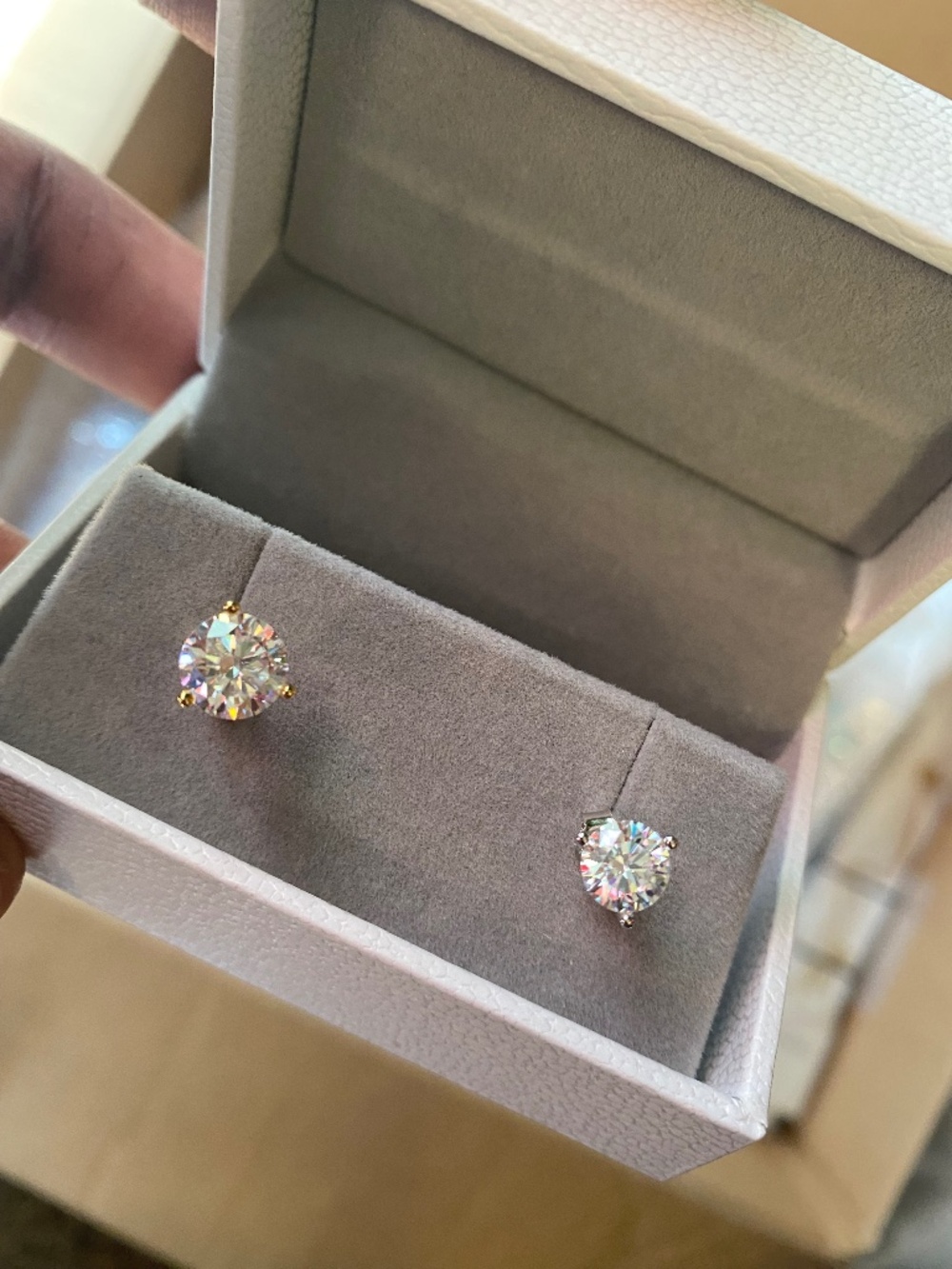 Moissanite Martini Stud Earrings | S925 Sterling Silver/Gold